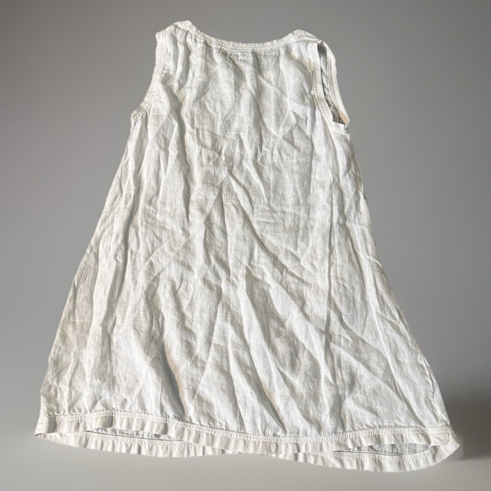Flax white linen sleeveless V Neck dress pocket XL - Picture 5 of 8